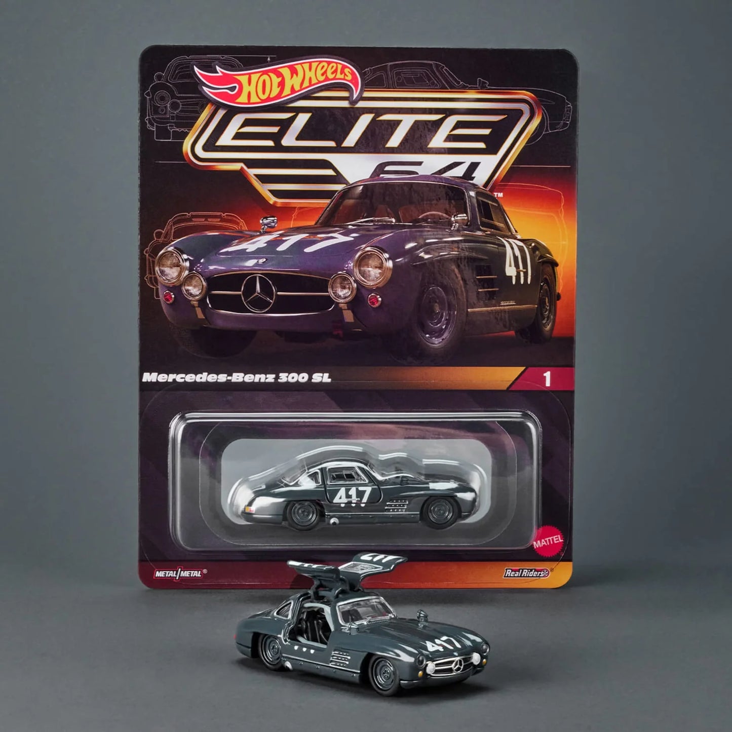 Hot Wheels 1/64 Collectors Elite64 Series Mercedes-Benz 300 SL Grey