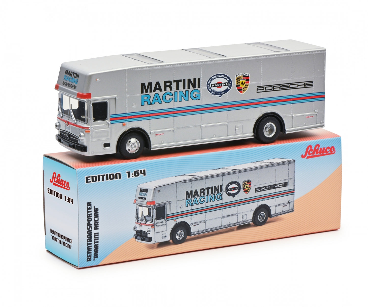 Schuco 1/64 Mercedes-Benz Race Transporter Porsche Martini Racing