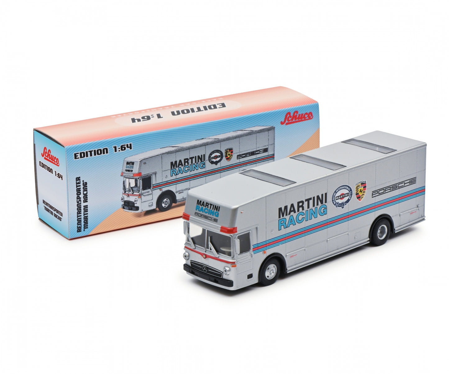 Schuco 1/64 Mercedes-Benz Race Transporter Porsche Martini Racing