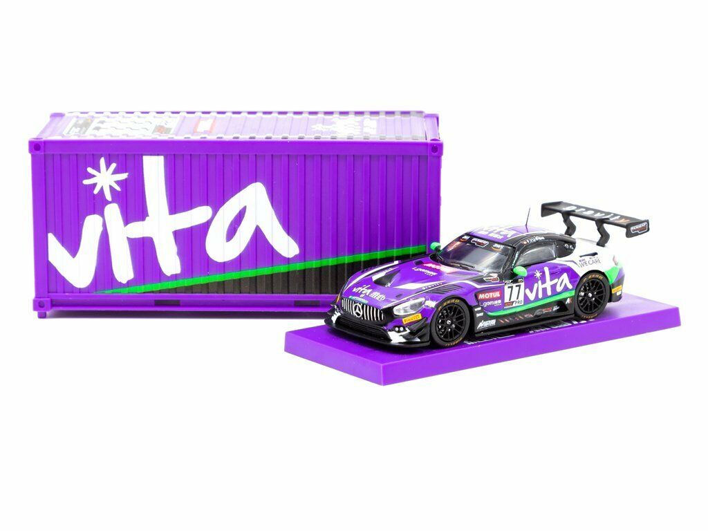 Tarmac Works Collab64 1/64 Mercedes AMG GT3 Frank Yu X Vita Purple w/ Container - T64-008-WATER