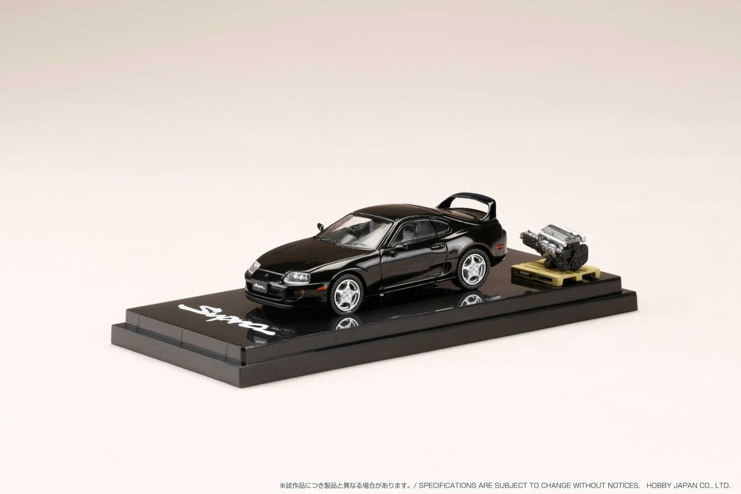 Hobby Japan 1/64 Toyota Supra RZ (A80) w/ Engine Display Model (Black)